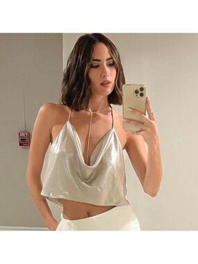 Zara metallic  Taupe open back top